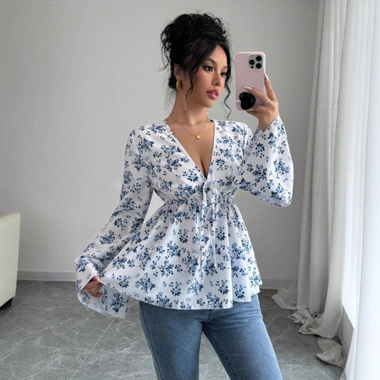 Women's High Waist Floral Cute Youth-looking Printed Top