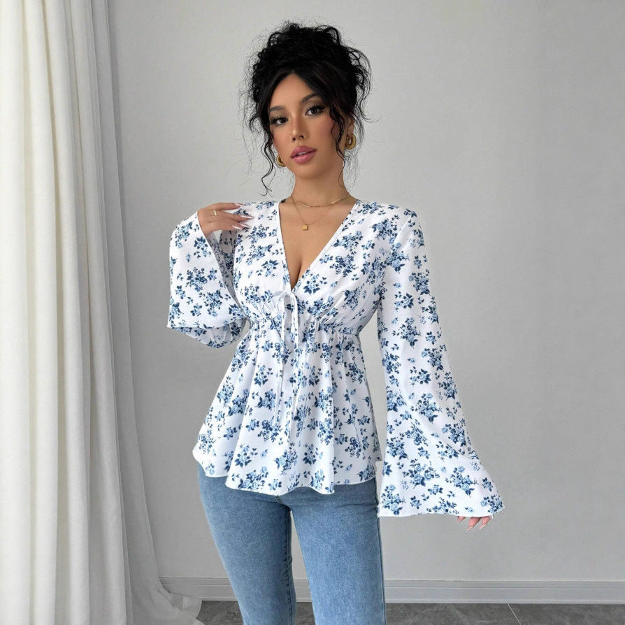 Women's High Waist Floral Cute Youth-looking Printed Top