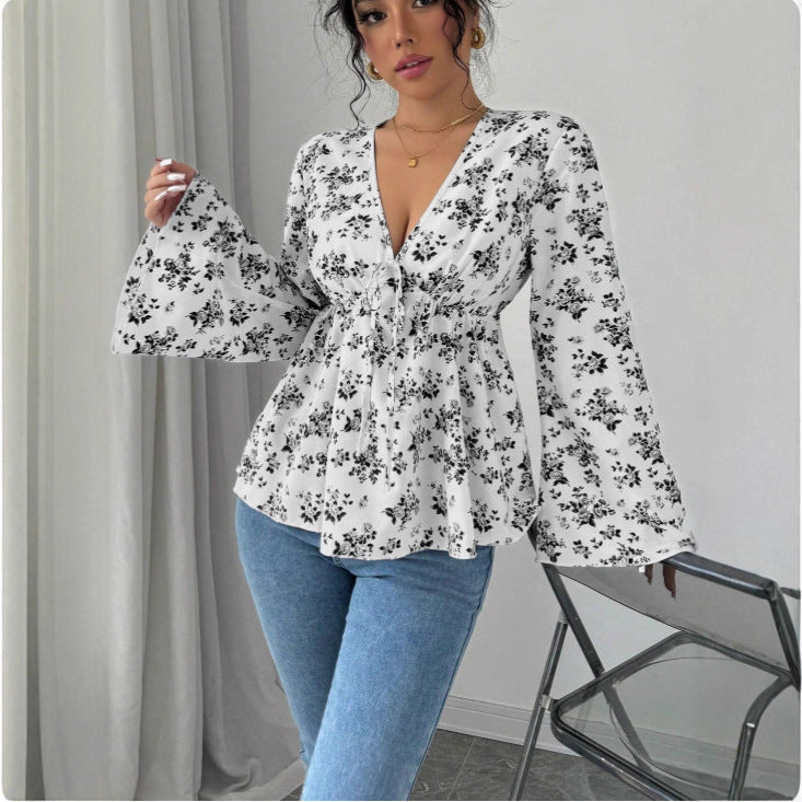 Women's High Waist Floral Cute Youth-looking Printed Top