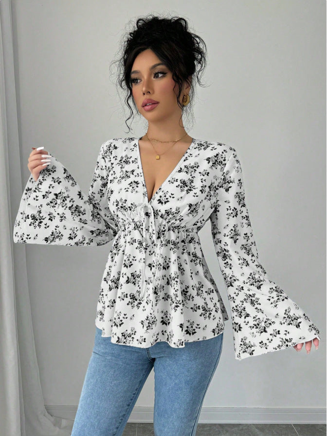 Women's High Waist Floral Cute Youth-looking Printed Top