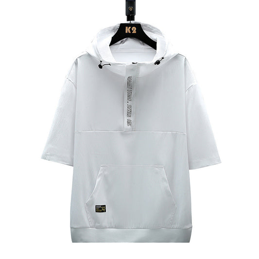 Fashion Men's Sports Hooded Short Sleeve T-shirt