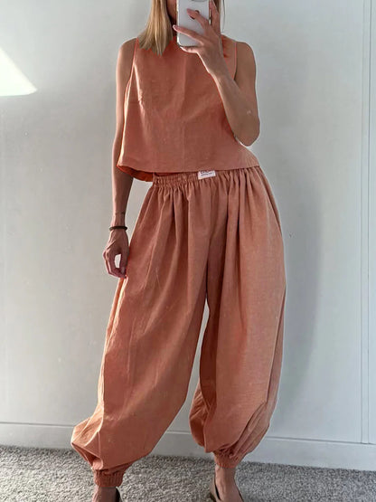 Sleeveless Top Loose Trousers Women's Suit