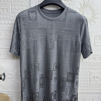 New Ice Silk Men's Short Sleeve All-match Fashion Round Neck