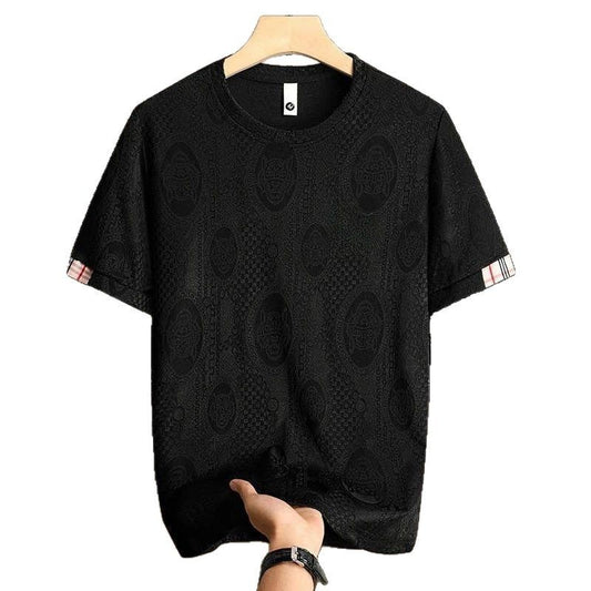New Ice Silk Men's Short Sleeve All-match Fashion Round Neck