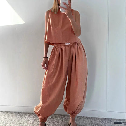 Sleeveless Top Loose Trousers Women's Suit