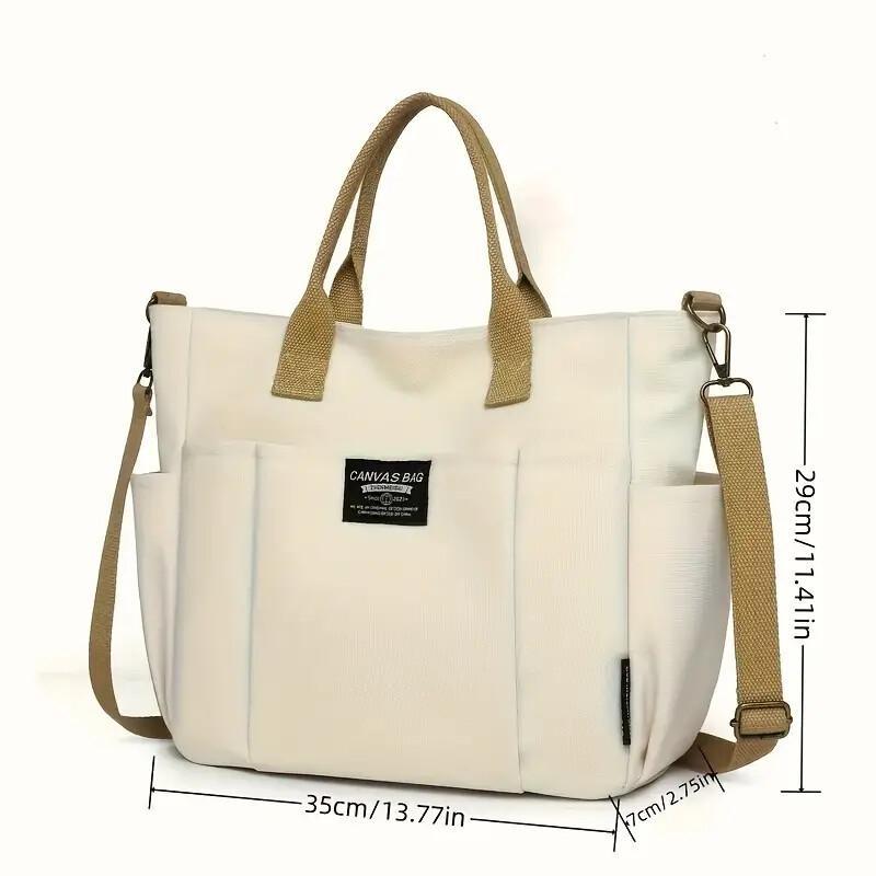 Multi Pocket Tote Bag For Women, Retro Canvas Shoulder Bag, Versatile Crossbody Bag For Daily Use