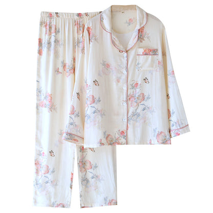 Women's Spring And Autumn Long Sleeve Thin Summer Bamboo Fiber Home Wear Suit