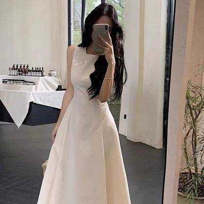 French Style Elegant Sleeveless Vest Waist Slimming Dress
