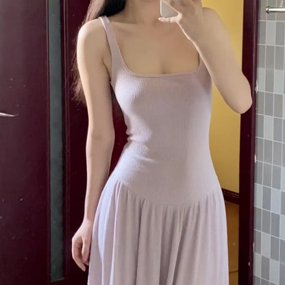 Gentle Temperament Slim Fit Waist Cinching Suspender Dress