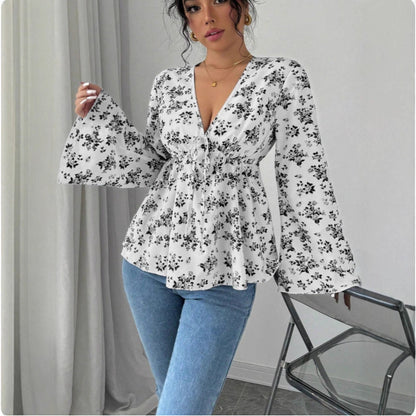 Women's High Waist Floral Cute Youth-looking Printed Top