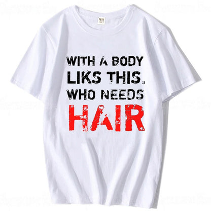 Plus Size Men's Cotton Short-sleeved Summer English Letter Printed T-shirt Top Men
