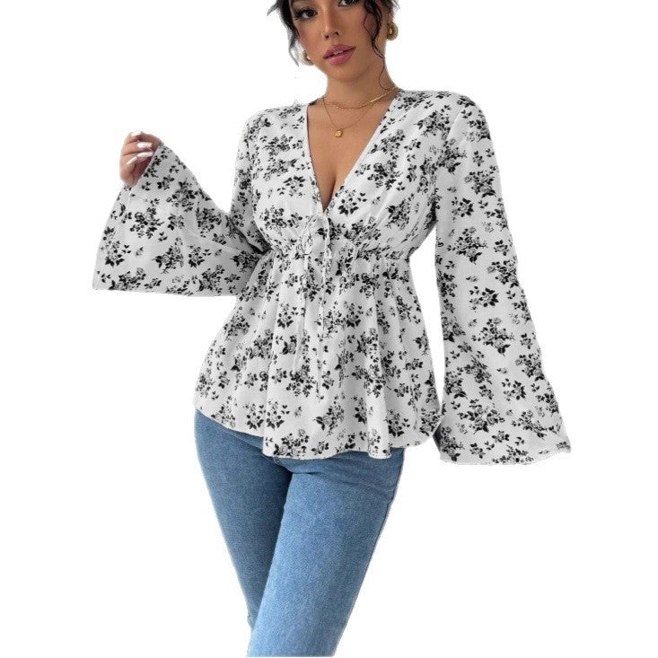 Women's High Waist Floral Cute Youth-looking Printed Top