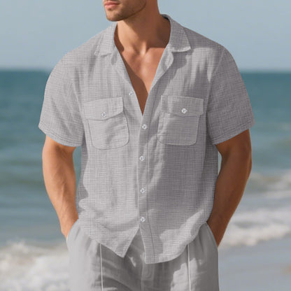 Solid Color Loose Casual Holiday Lapel Shirt Men
