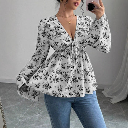 Women's High Waist Floral Cute Youth-looking Printed Top